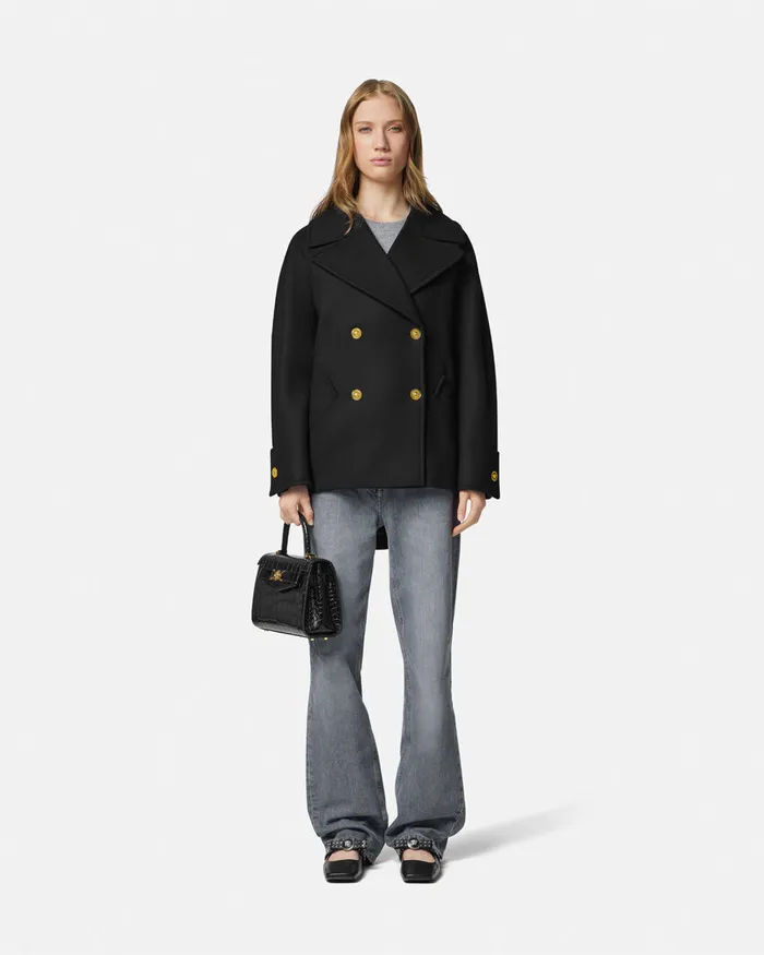Versace Outerwear and Coats Women Cocoon Peacoat Black