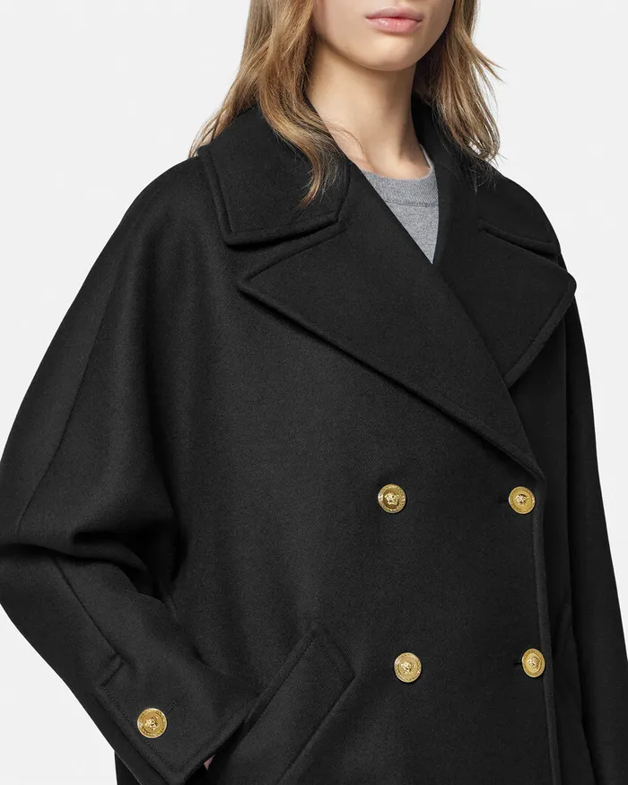 Versace Outerwear and Coats Women Cocoon Peacoat Black