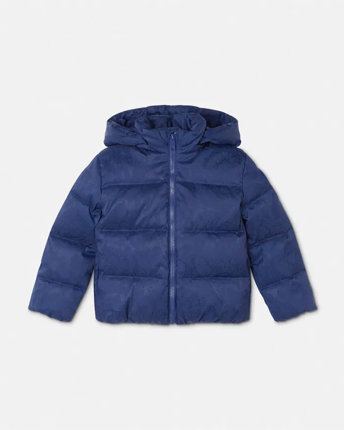 Versace Outerwear Kids Barocco Jacquard Baby Puffer Jacket Blue