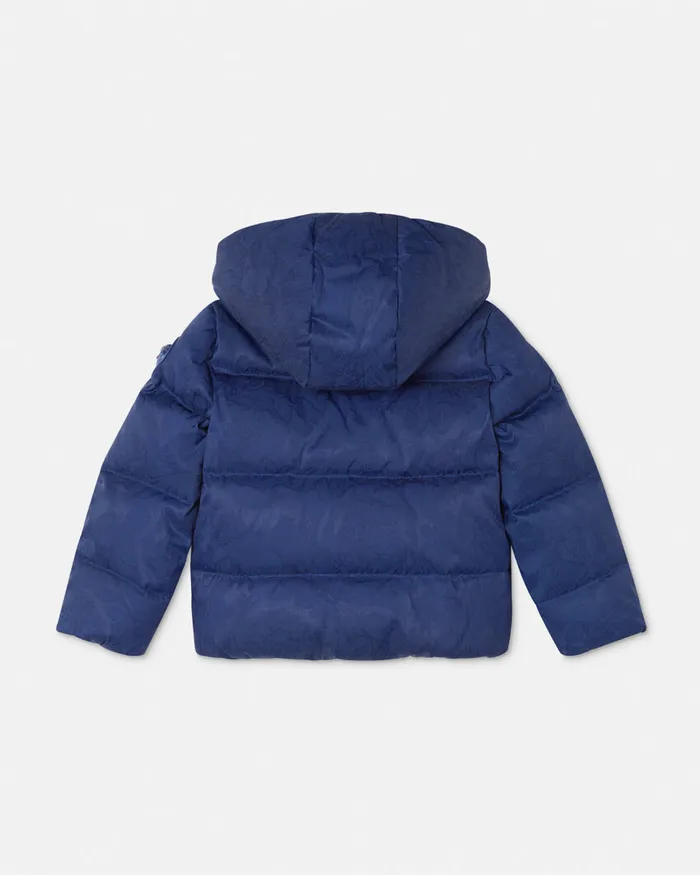 Versace Outerwear Kids Barocco Jacquard Baby Puffer Jacket Blue
