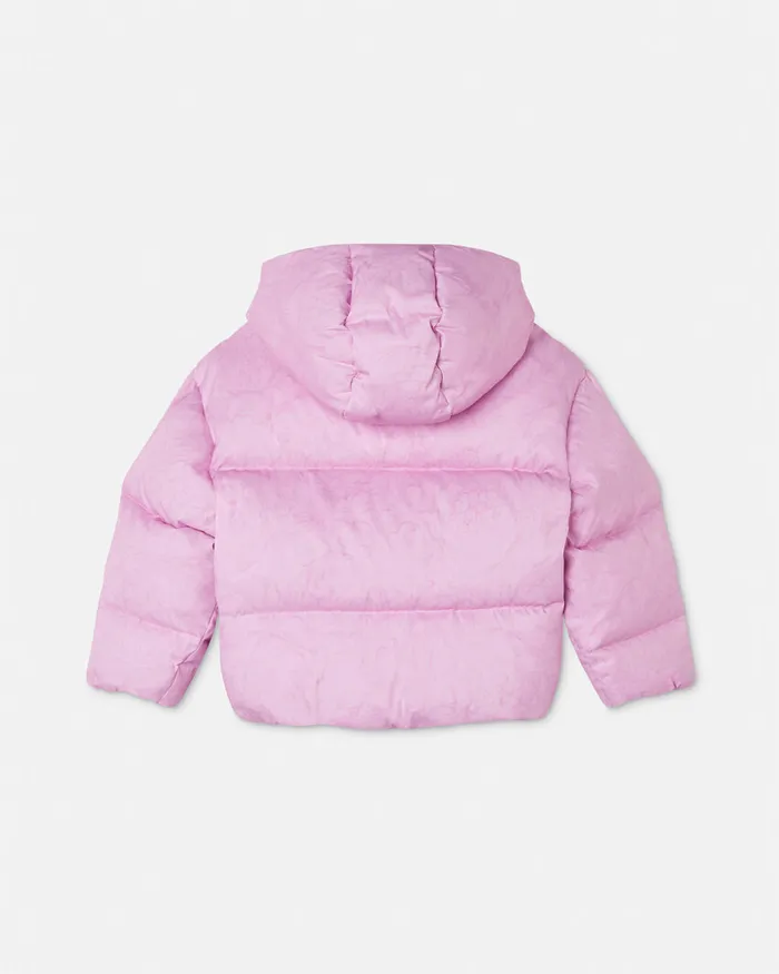 Versace Outerwear Kids Barocco Jacquard Puffer Jacket Pink