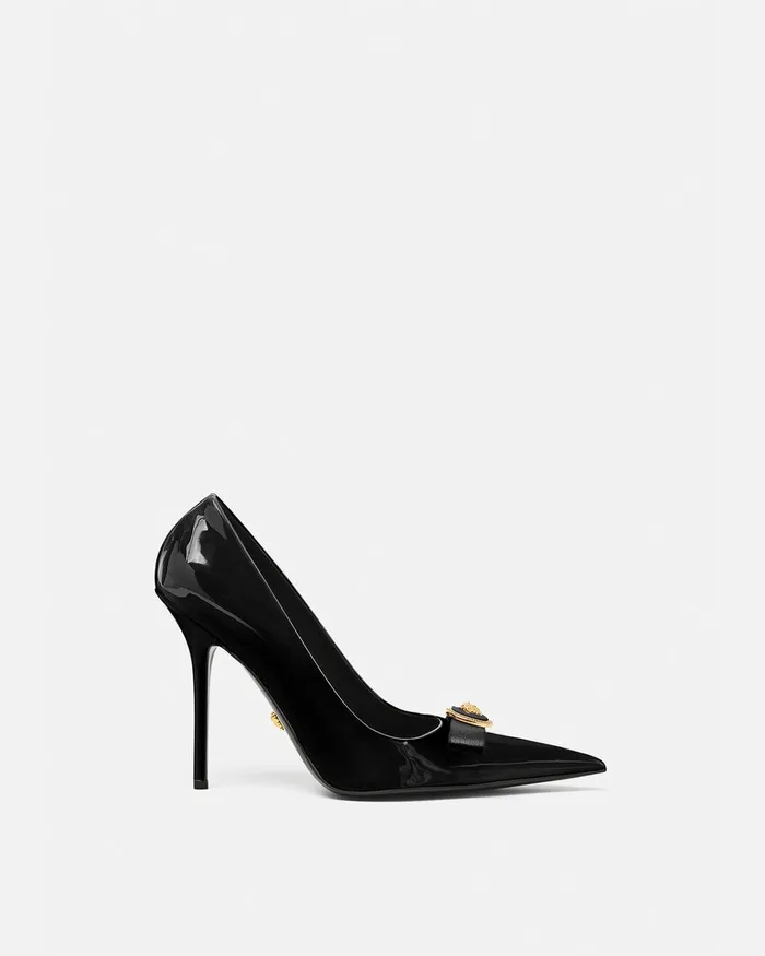 Versace Pumps and Slingbacks Women Gianni Ribbon Patent Pumps 110 Mm Blackgold