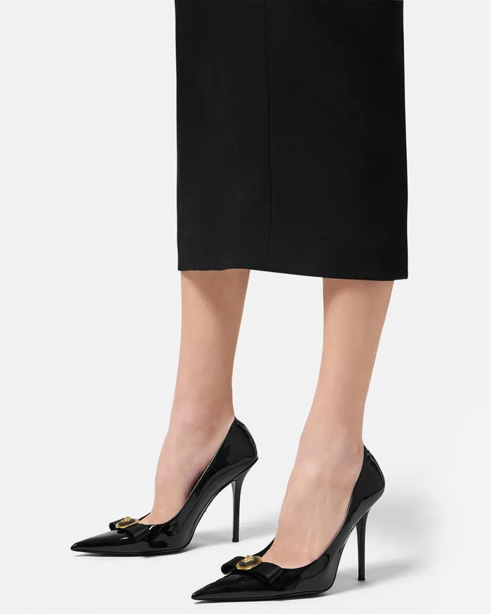 Versace Pumps and Slingbacks Women Gianni Ribbon Patent Pumps 110 Mm Blackgold