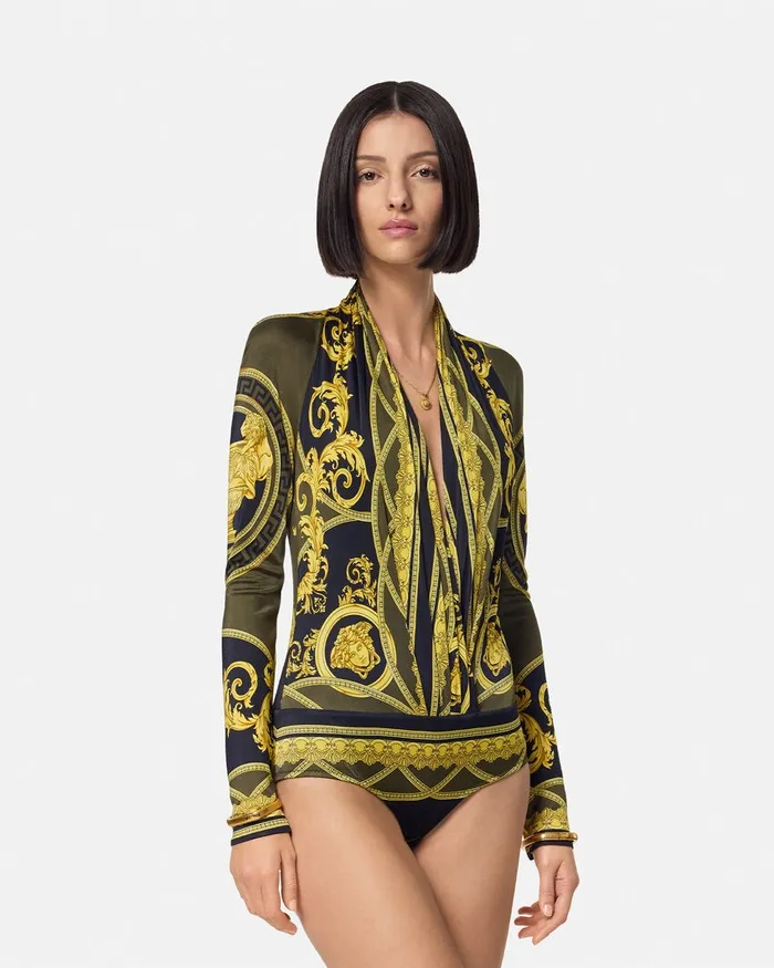 Versace Shirts and Tops Women La Coupe Des Dieux Draped Bodysuit Black