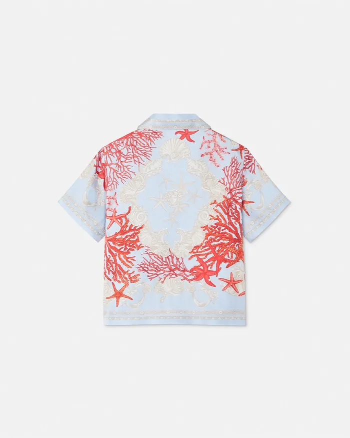Versace Shirts Kids Barocco Sea Silk Shirt Blueprint