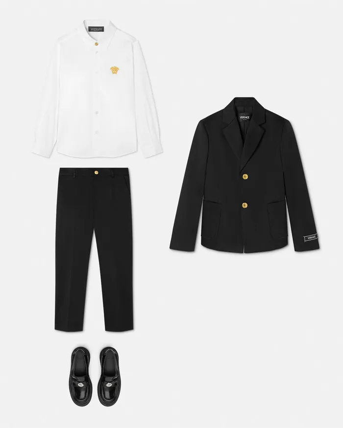 Versace Shirts Kids Embroidered Medusa Shirt Whiteprint