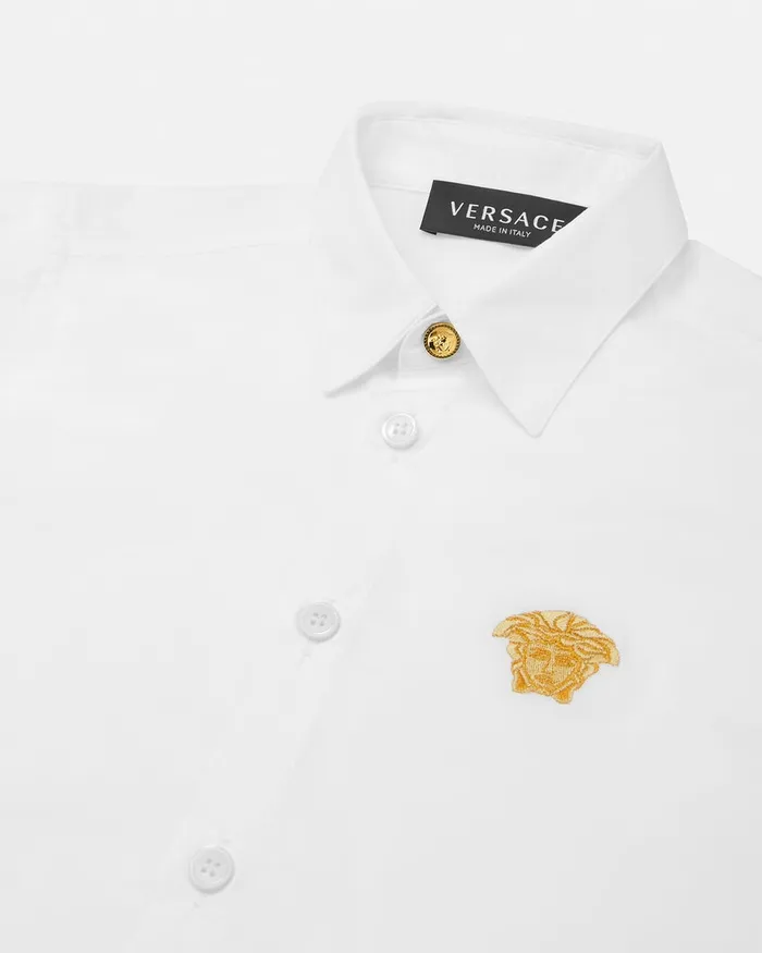 Versace Shirts Kids Embroidered Medusa Shirt Whiteprint