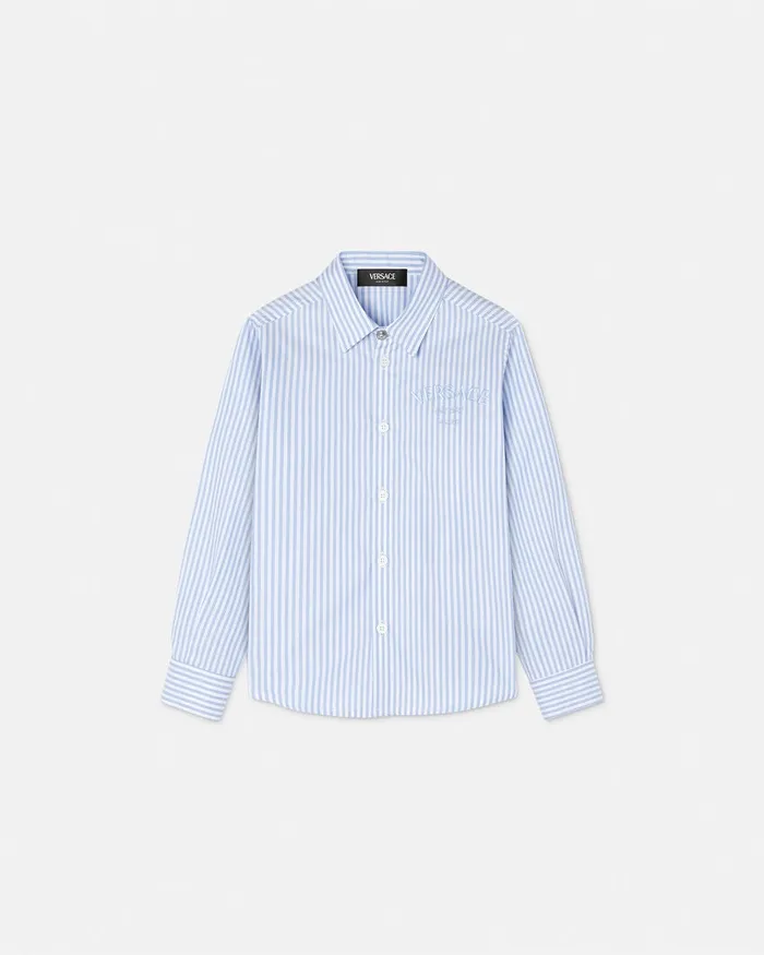 Versace Shirts Kids Oxford Striped Shirt White