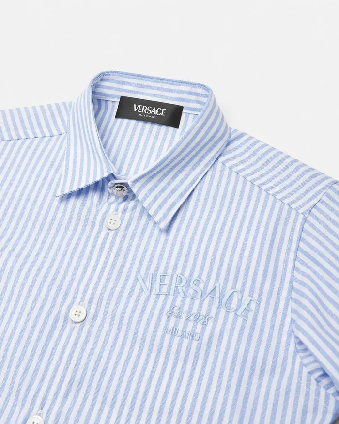 Versace Shirts Kids Oxford Striped Shirt White