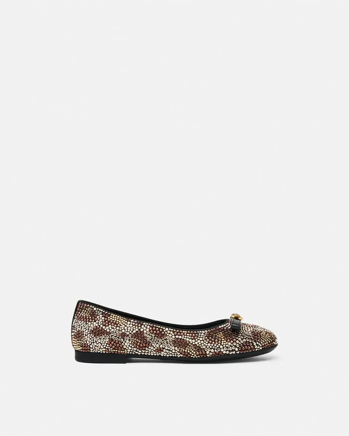 Versace Shoes Kids Crystal Leopard Ballerinas Animalier