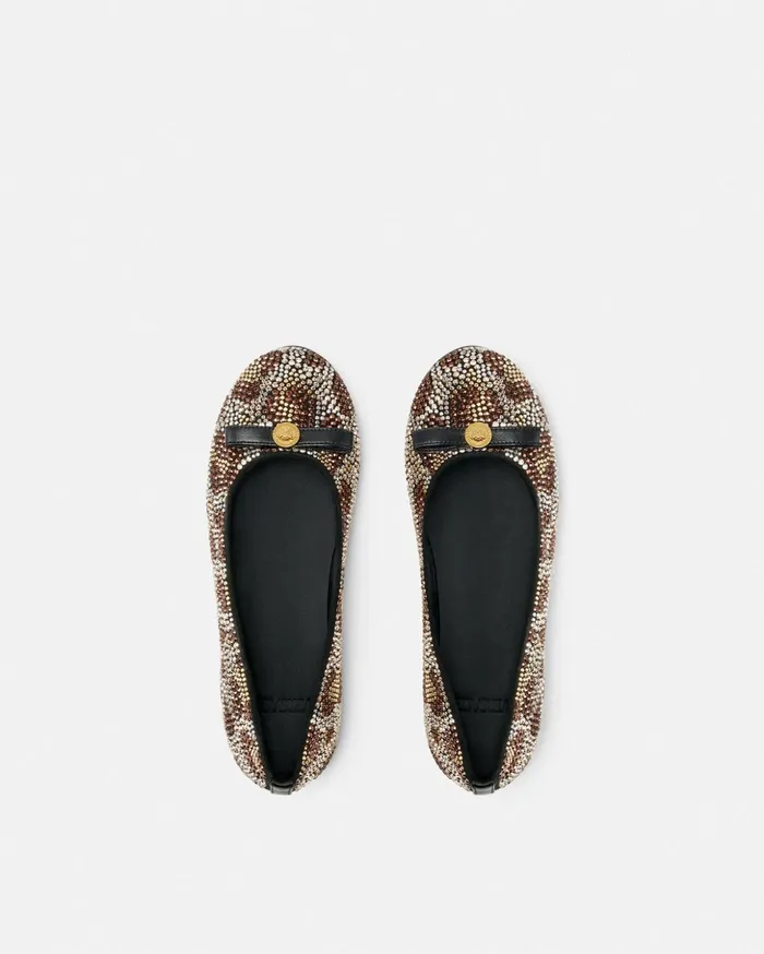 Versace Shoes Kids Crystal Leopard Ballerinas Animalier