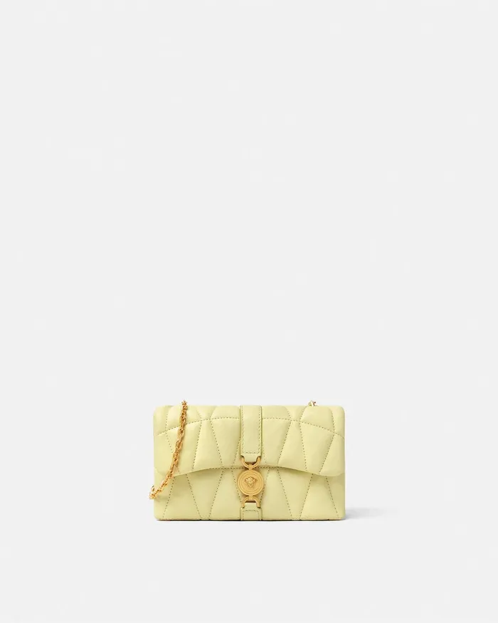 Versace Shoulder and Crossbody Women Kleio Quilted Mini Bag Yellow