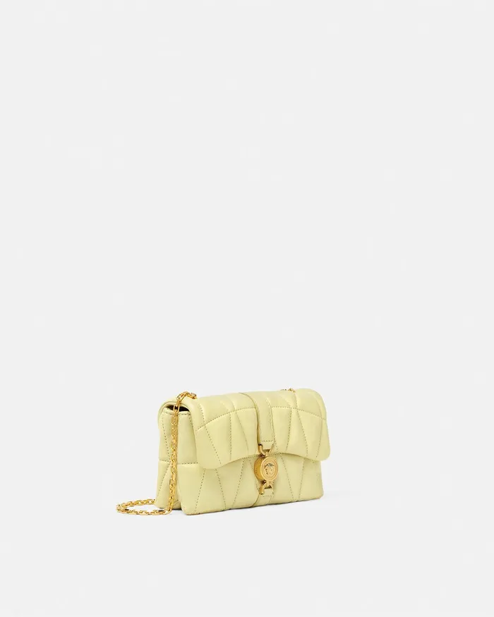 Versace Shoulder and Crossbody Women Kleio Quilted Mini Bag Yellow