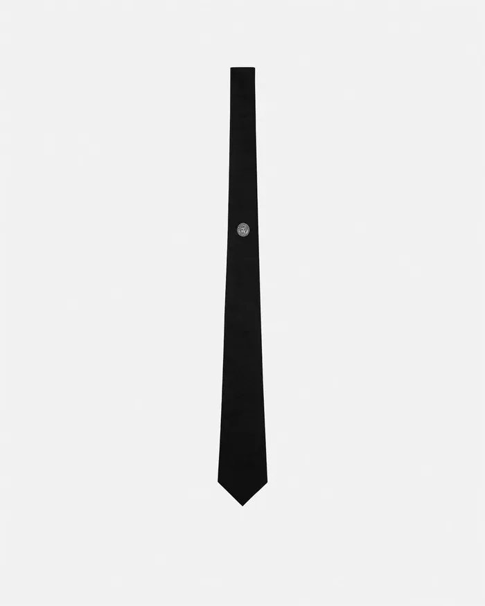 Versace Soft Accessories Men Medusa Silk Tie Black