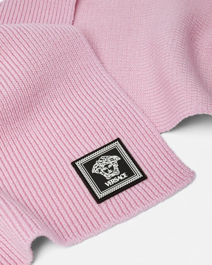Versace Soft Accessories WomenMen Medusa Wool Ribbed Scarf Light Pink