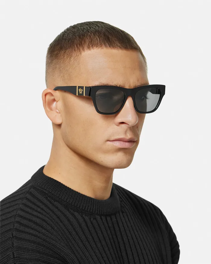 Versace Sunglasses Men Medusa Legend Squared Sunglasses Blackgold