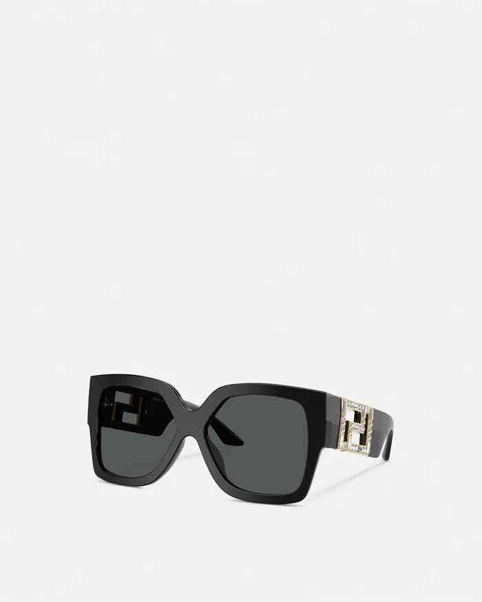 Versace Sunglasses Women Greca Sunglasses Blacksilver