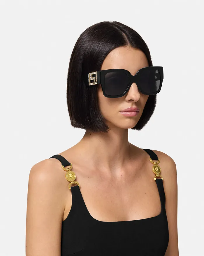 Versace Sunglasses Women Greca Sunglasses Blacksilver
