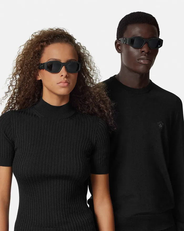 Versace Sunglasses WomenMen Crystal Medusa Biggie Sunglasses Black