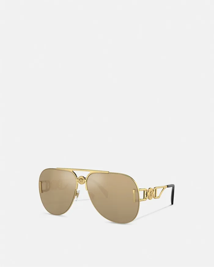 Versace Sunglasses WomenMen Medusa 03995 Pilot Sunglasses Gold