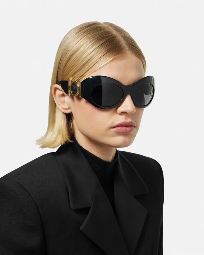 Versace Sunglasses Women Wrap Sunglasses Blackgold