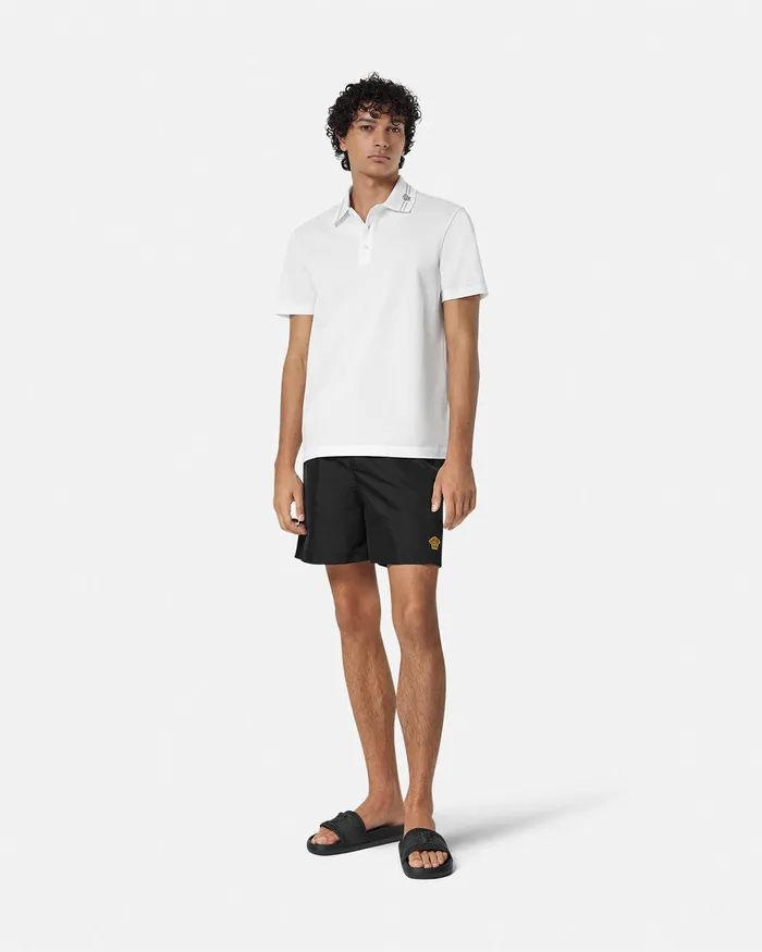 Versace Swimwear Men Embroidered Medusa Swim Boardshorts Black