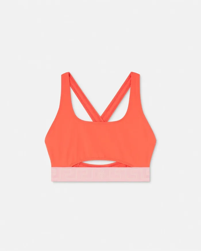 Versace Swimwear Women Greca Border Bikini Top Coral