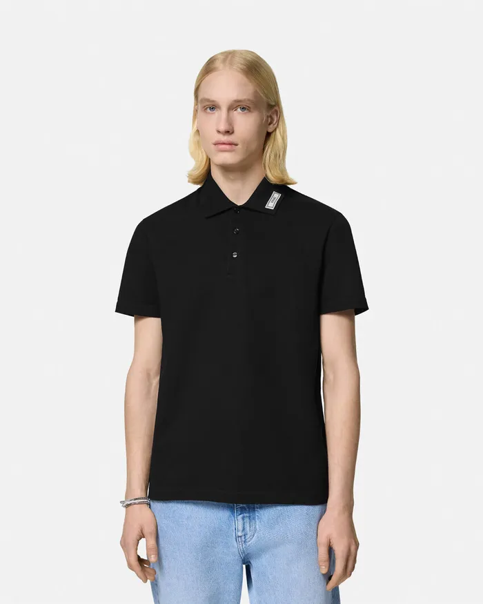 Versace TShirts and Polos Men 90s Vintage Logo Polo Shirt Black