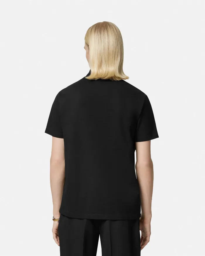 Versace TShirts and Polos Men Embroidered Coupe Blason Polo Shirt Black
