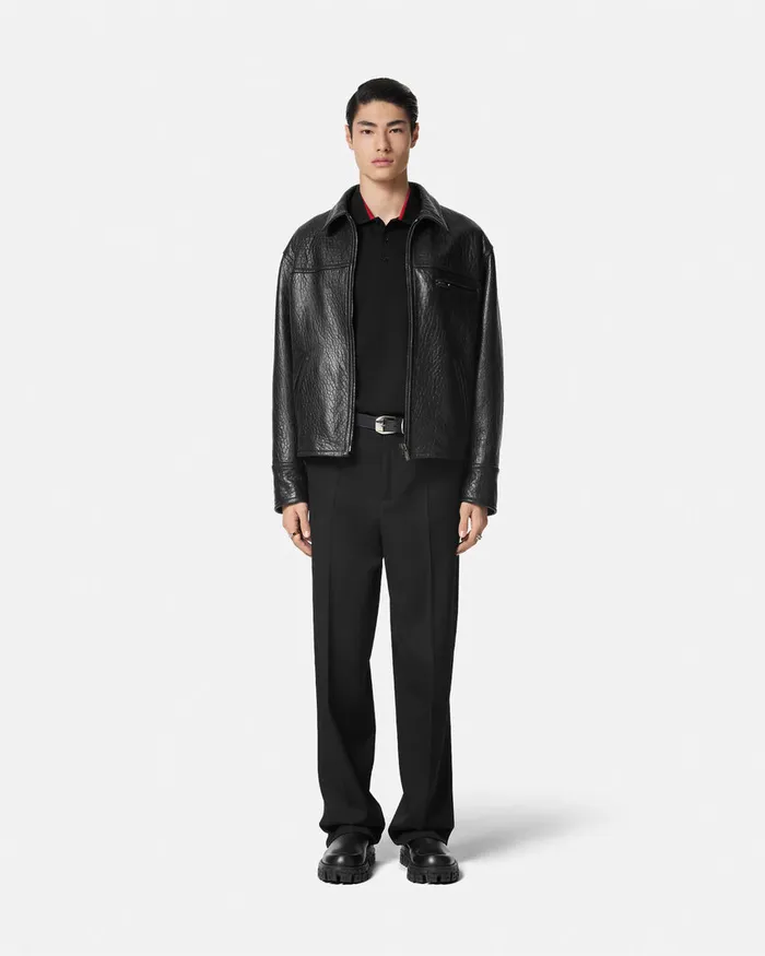 Versace TShirts and Polos Men Embroidered Milano Stamp Polo Shirt Black