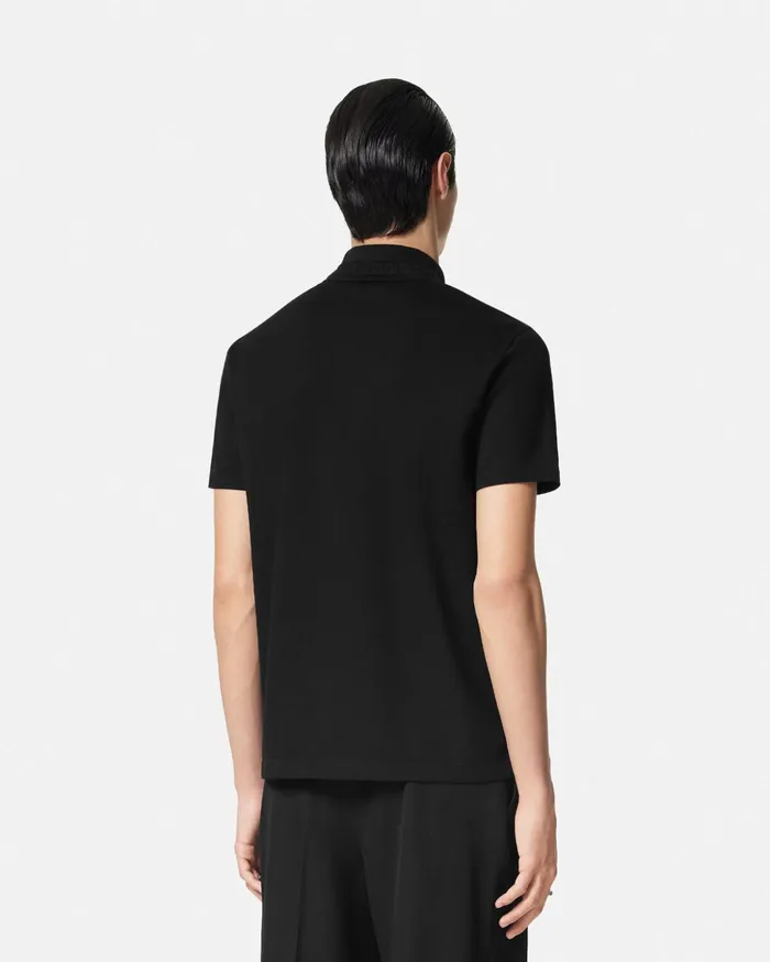 Versace TShirts and Polos Men Embroidered Milano Stamp Polo Shirt Black