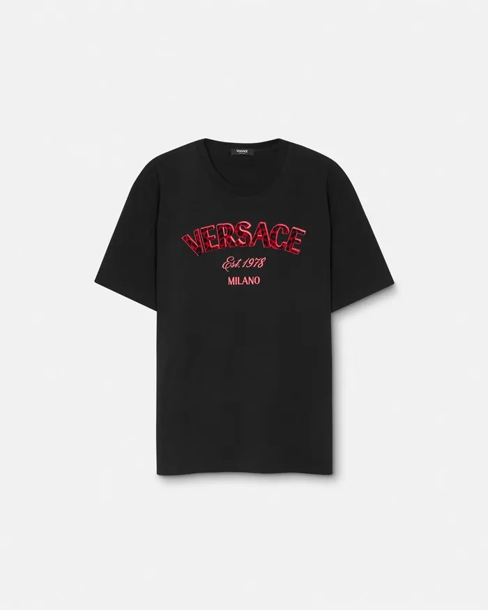 Versace TShirts and Polos Men Embroidered Wild Stamp TShirt Black