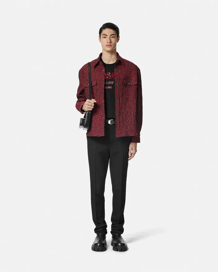 Versace TShirts and Polos Men Embroidered Wild Stamp TShirt Black