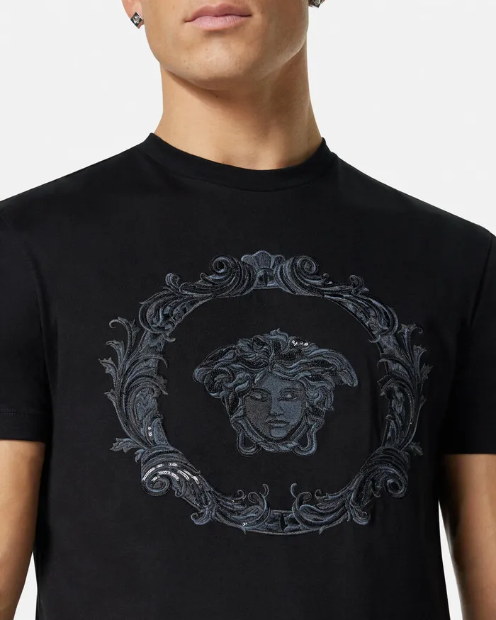 Versace TShirts and Polos Men Medusa Cartouche TShirt Black