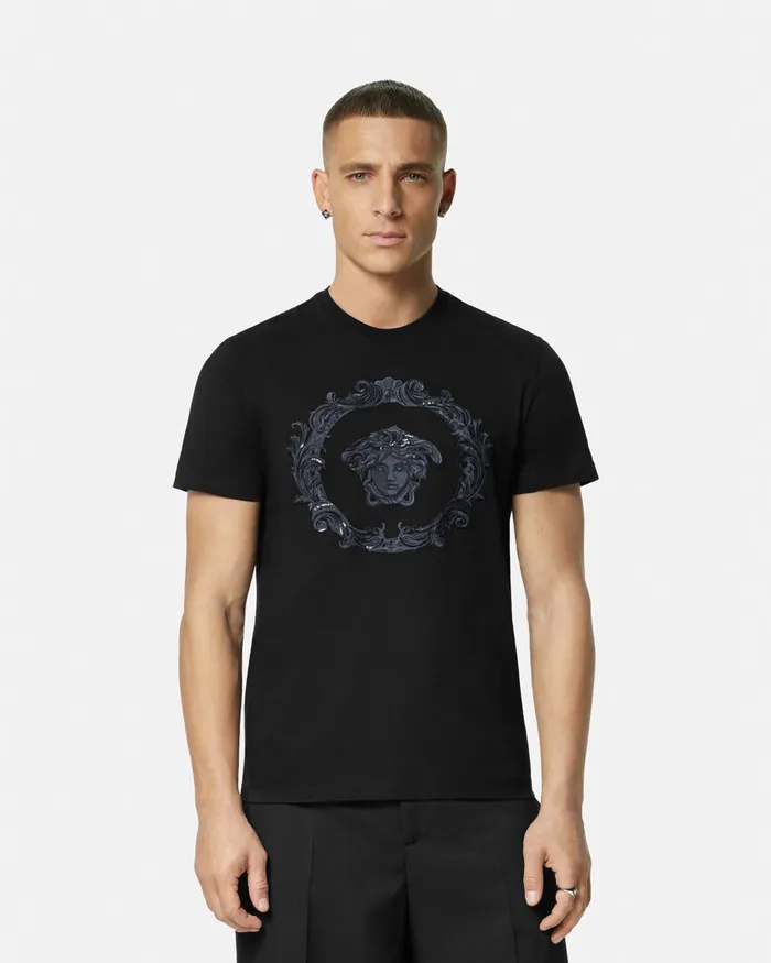 Versace TShirts and Polos Men Medusa Cartouche TShirt Black
