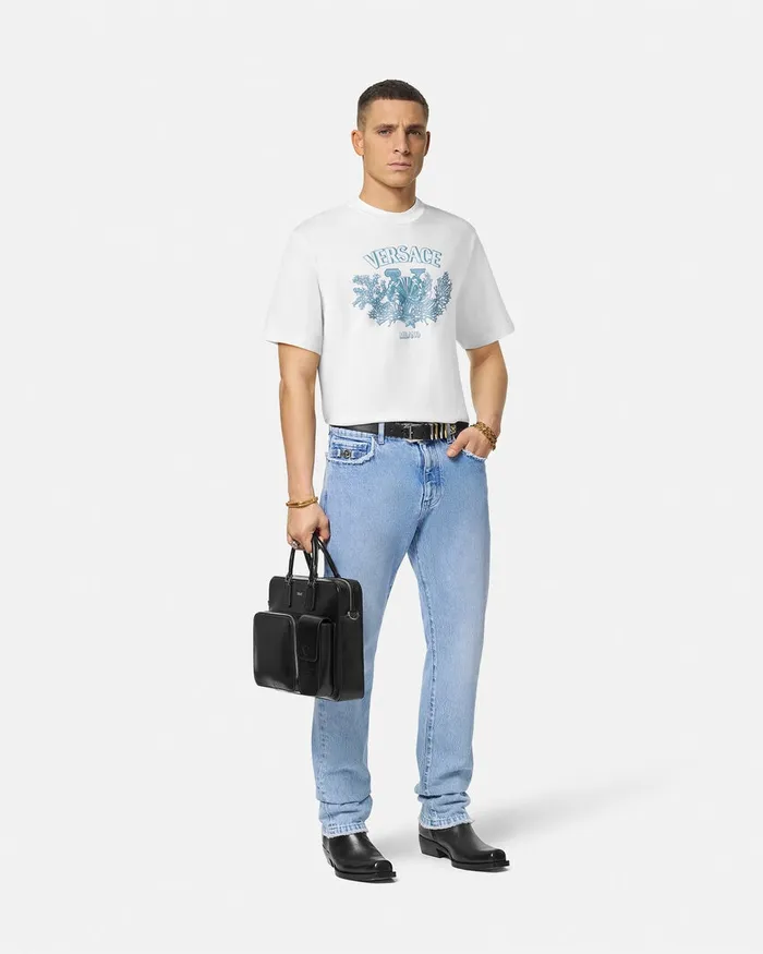 Versace TShirts and Polos Men University Coral TShirt Whiteprint