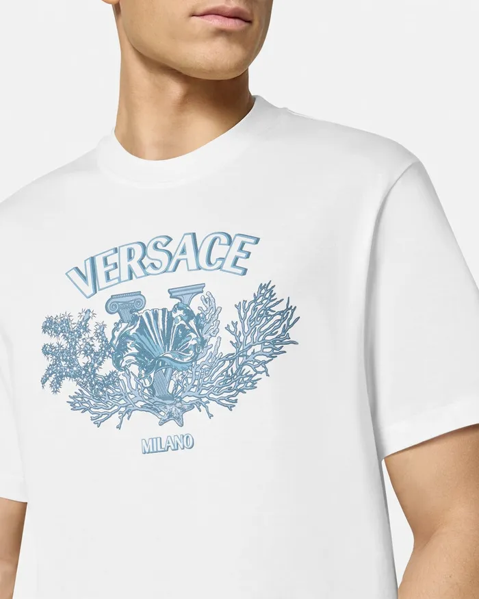 Versace TShirts and Polos Men University Coral TShirt Whiteprint