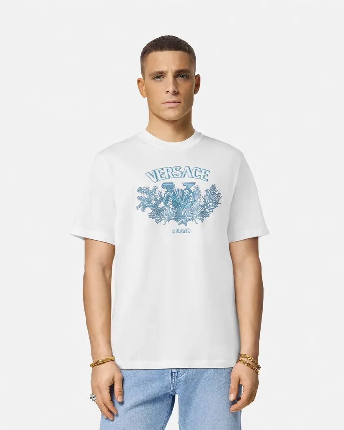 Versace TShirts and Polos Men University Coral TShirt Whiteprint