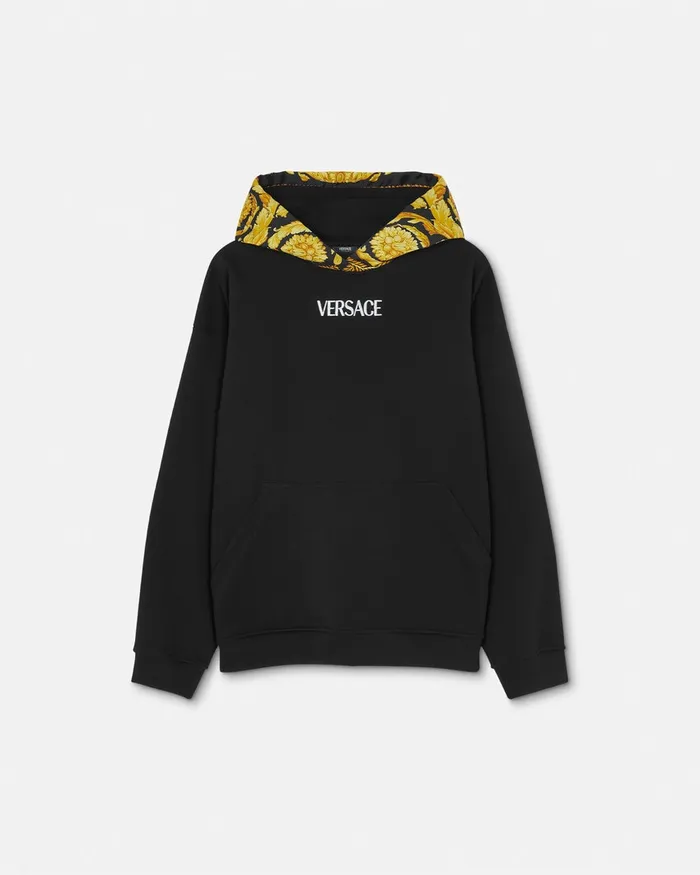 Versace TShirts and Sweatshirts Women Barocco Paneled Hoodie Blackprint