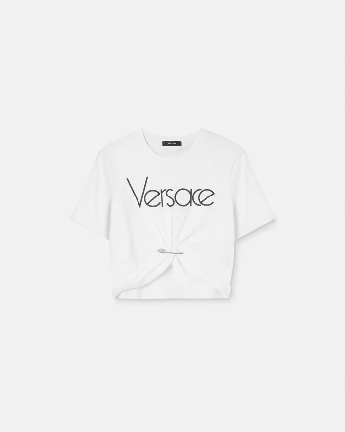 Versace TShirts and Sweatshirts Women Safety Pin 1978 ReEdition Logo TShirt Blackwhite
