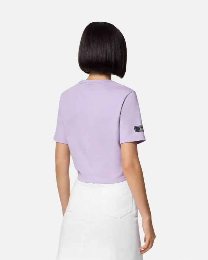 Versace TShirts and Sweatshirts Women Safety Pin Crop Logo TShirt Lilac