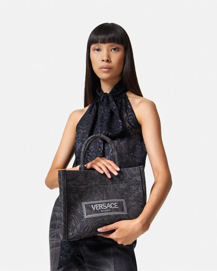 Versace Totes Women Barocco Athena Small Tote Bag Blackprint