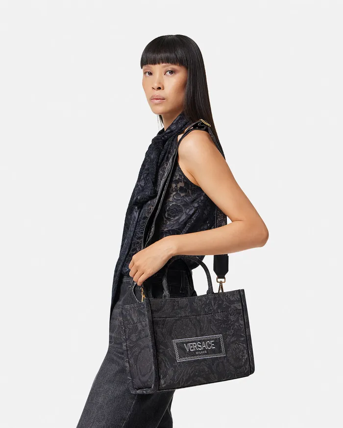 Versace Totes Women Barocco Athena Small Tote Bag Blackprint
