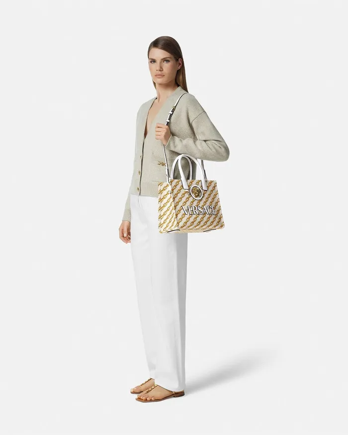 Versace Totes Women Chain Stripes La Medusa Small Tote Bag Print