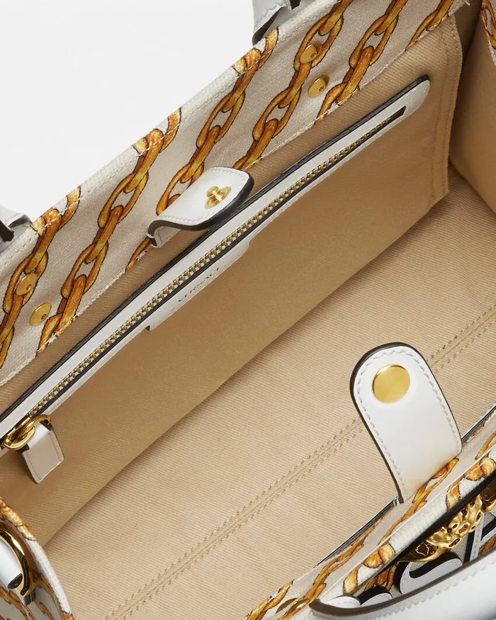 Versace Totes Women Chain Stripes La Medusa Small Tote Bag Print