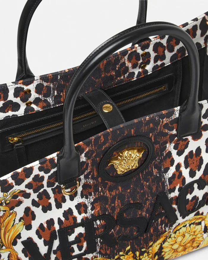 Versace Totes Women Wild Barocco Canvas Large Tote Bag Print