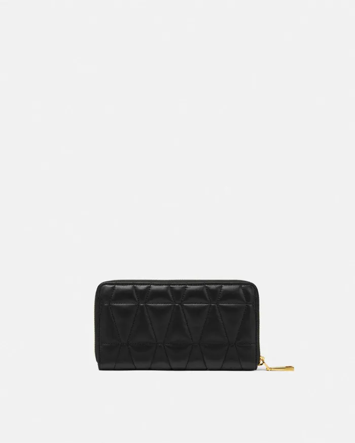 Versace Wallets Women Medusa 03995 Quilted Long Wallet Blackgold