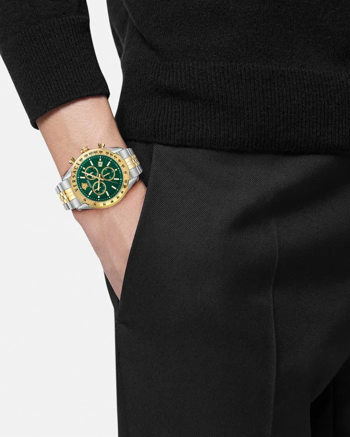 Versace Watches Men Chrono Master Watch Greengold