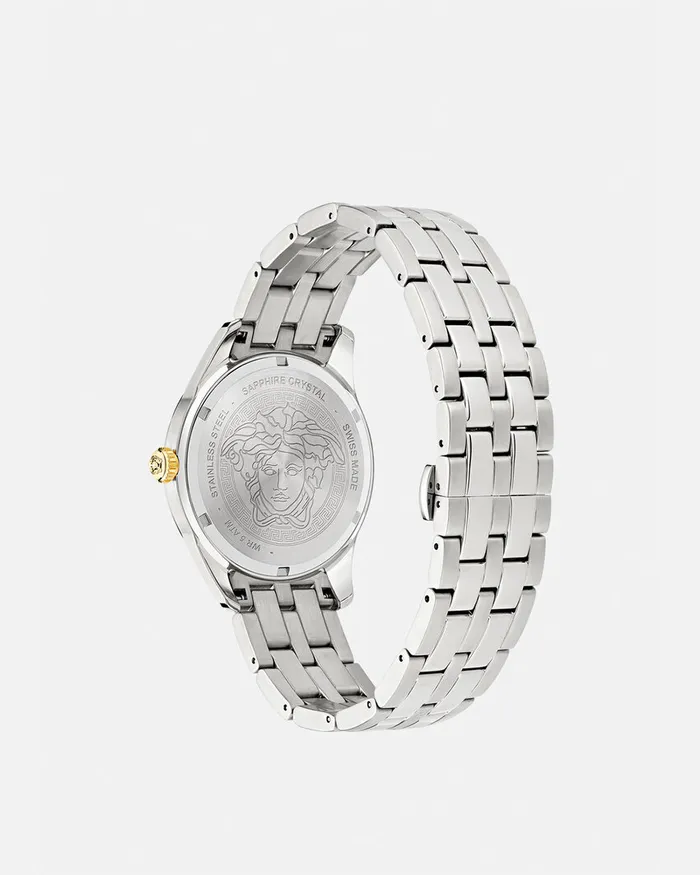 Versace Watches Men Greca Time Gmt Watch Silver