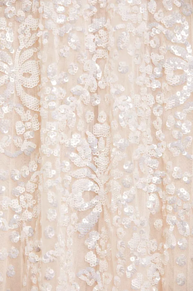 Victorian Wreath Gloss Long Sleeve Gown Champagne Women Needle and Thread Dresses